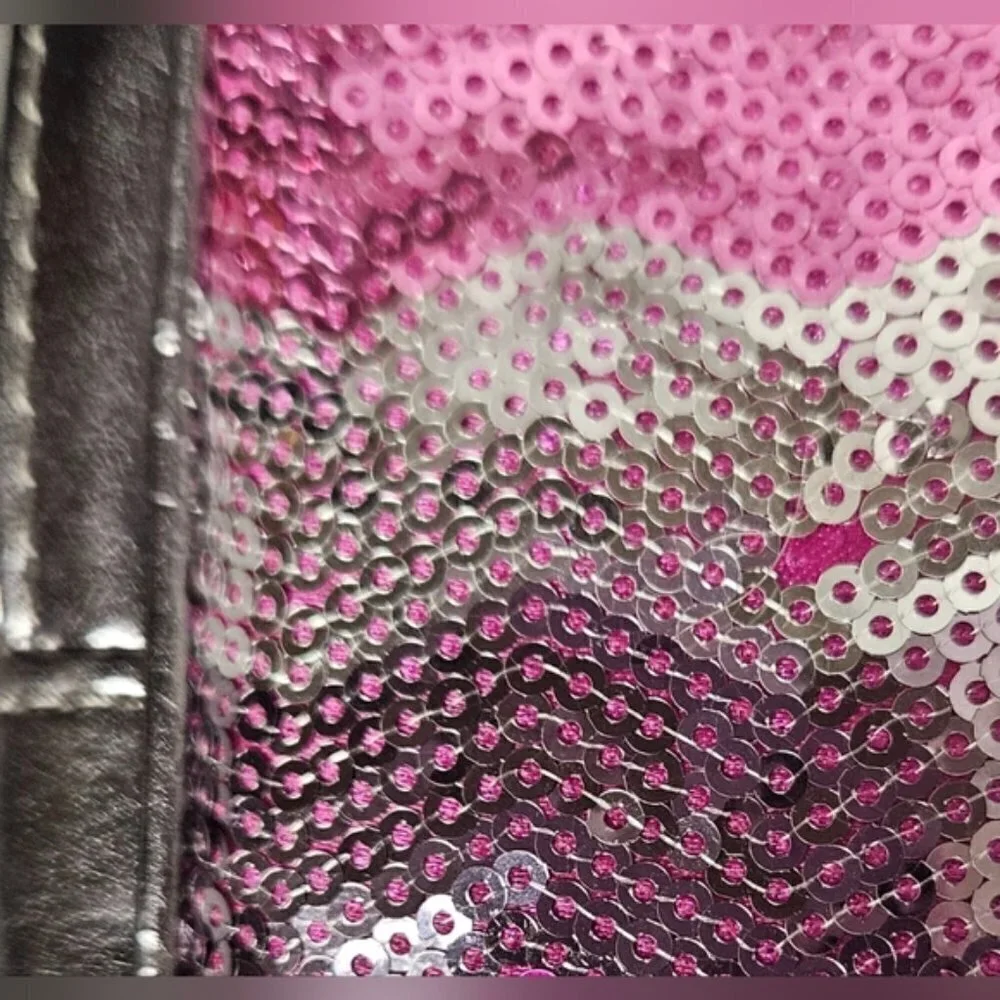 Nine West Pink Silver Sequin Laptop Sleeve Computer Travel Case 13.5 Inch